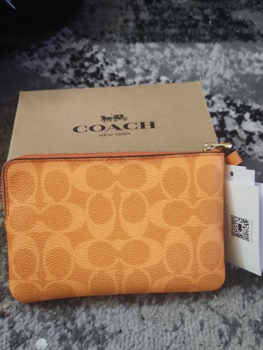 Coach Orange Signature Zip Pouch